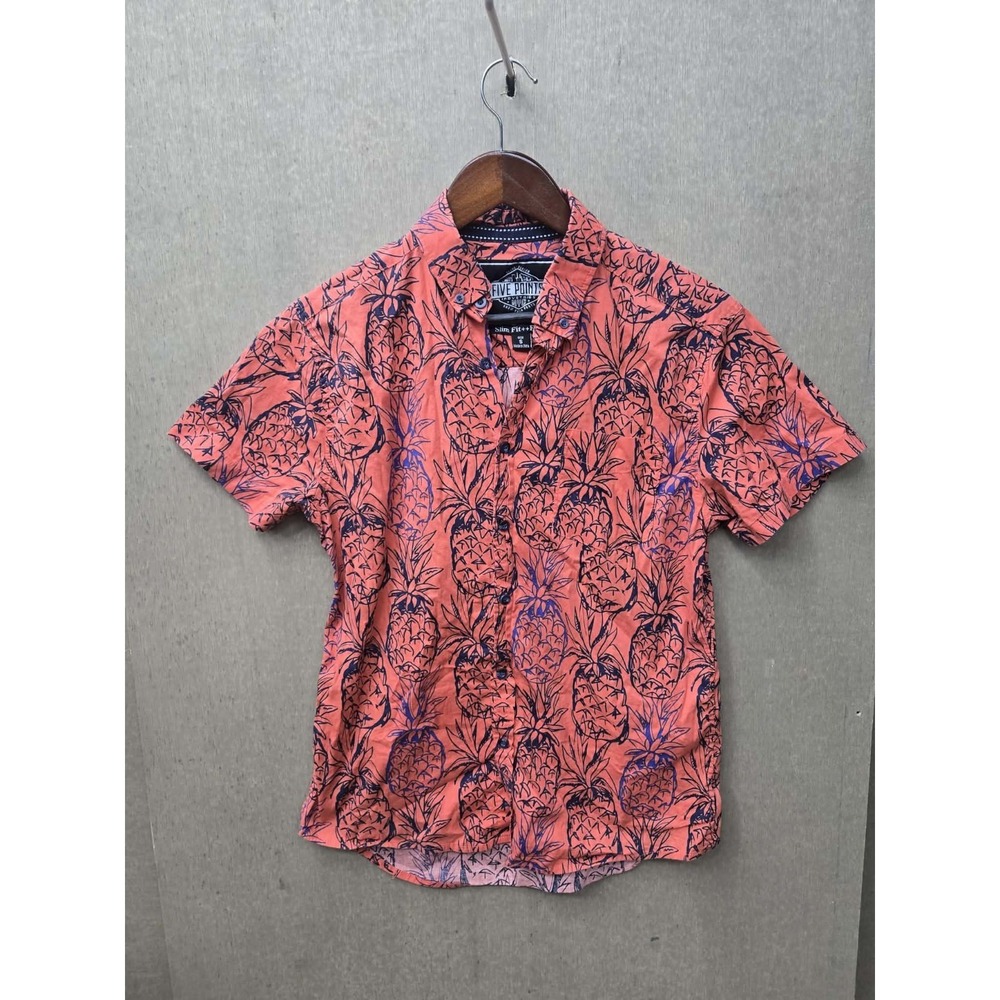 Five Points Industries‎ Men's Pineapple Hawaiian Button Up Shirt Size S Slim Fit